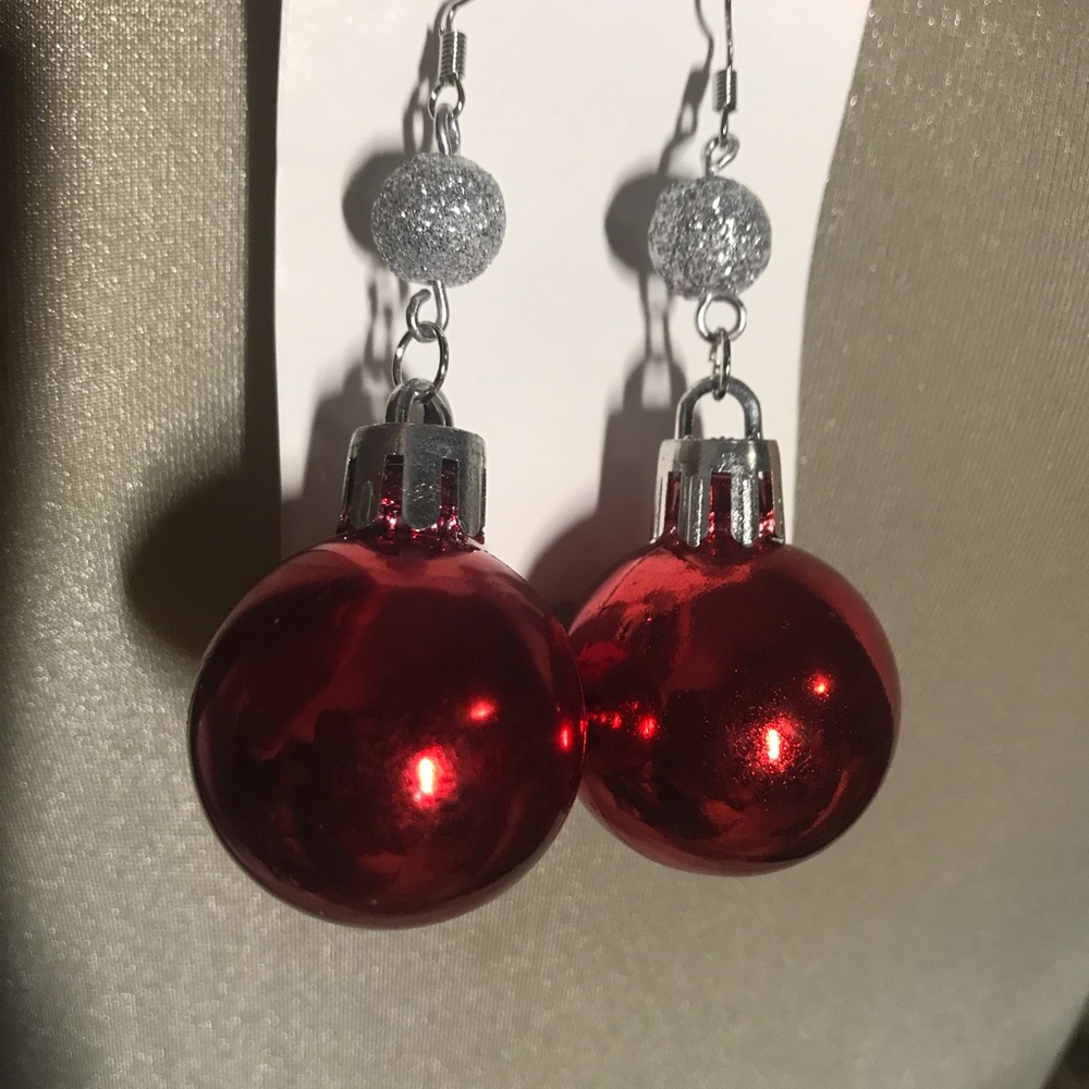 Red And Silver Shiny Ball Holiday Christmas